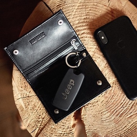 portfele męskie Eleganckie czarne etui skórzane na kluczyk samochodowy belveder BK72
