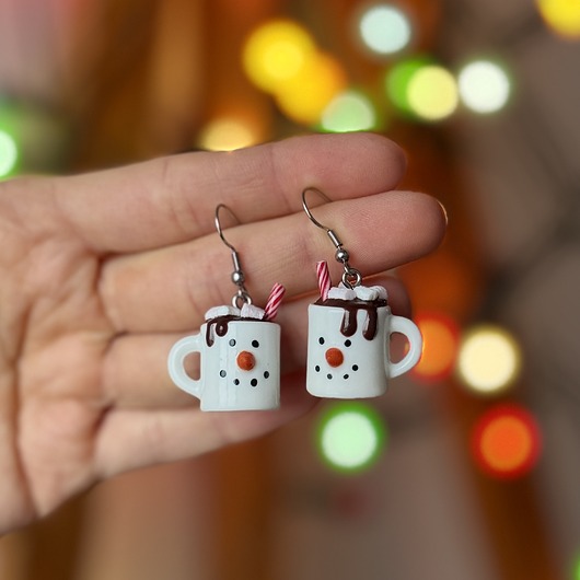 kolczyki z masy plastycznej Kolczyki KUBEK KAKAO BAŁWANEK pomysł na prezent