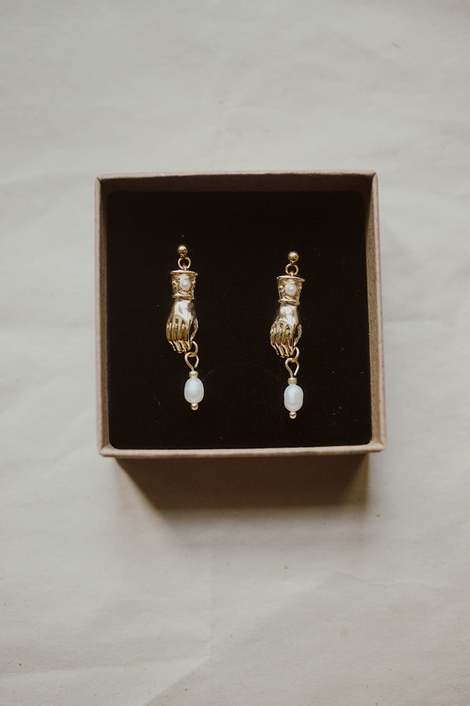 kolczyki z kamieniami Madame Delbard, kolczyki z perłą