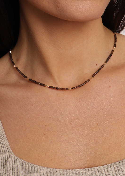 naszyjniki - inne Naszyjnik Kwarc Dymny i Cyrkonia Szampańska