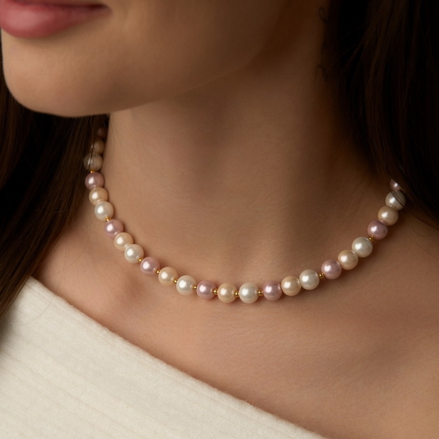 chokery Naszyjnik perły Seashell- srebro 925 pozłacane