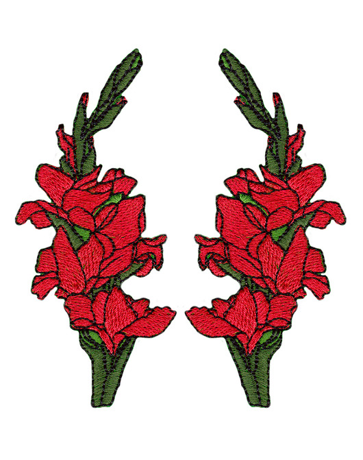 naszywki na ubrania Naszywki termo symetryczne Kwiaty Mieczyki zestaw 10x4,5cm