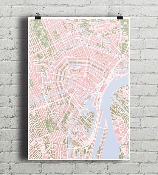 Amsterdam - plakat kartograficzny minimalmill