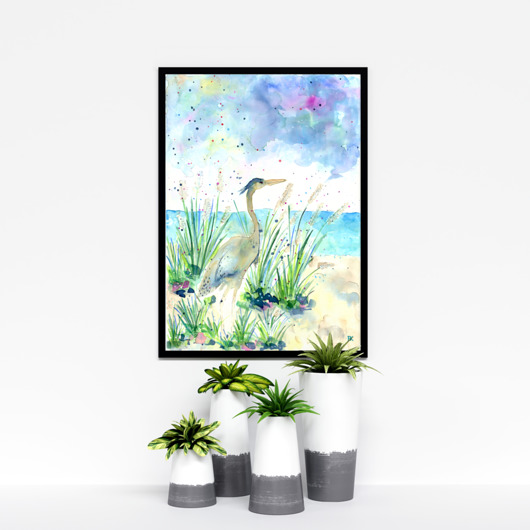 Plakat czapla i morze kordecka art