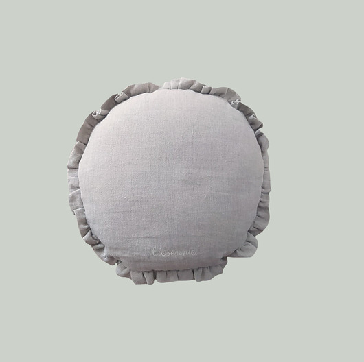 poduszki gładkie Lniana okrągła poduszka dekoracyjna z falbaną Biosennie