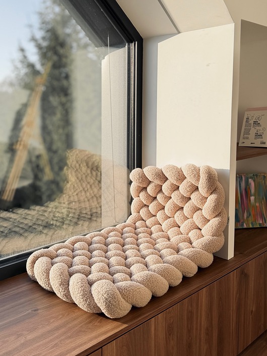 pokój dziecka - różne Pleciona mata podłogowa - boucle beżowa