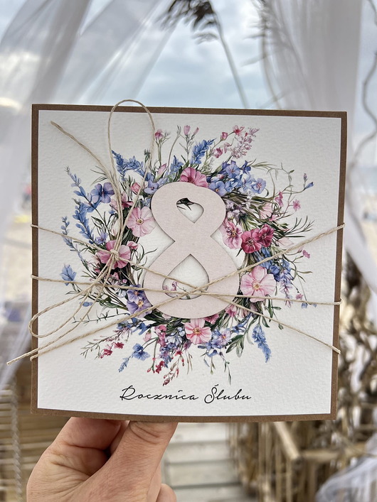 kartki scrapbooking Ręcznie robiona kartka na 8 rocznicę ślubu - ósma rocznica ślubu życzenia