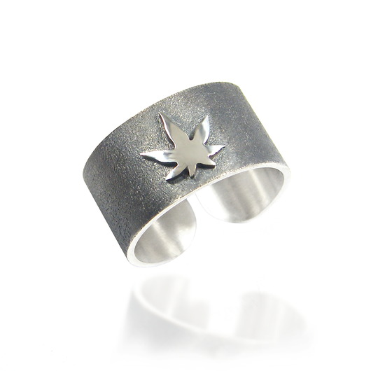 Obrączka srebro 925,marihuana Toros Design