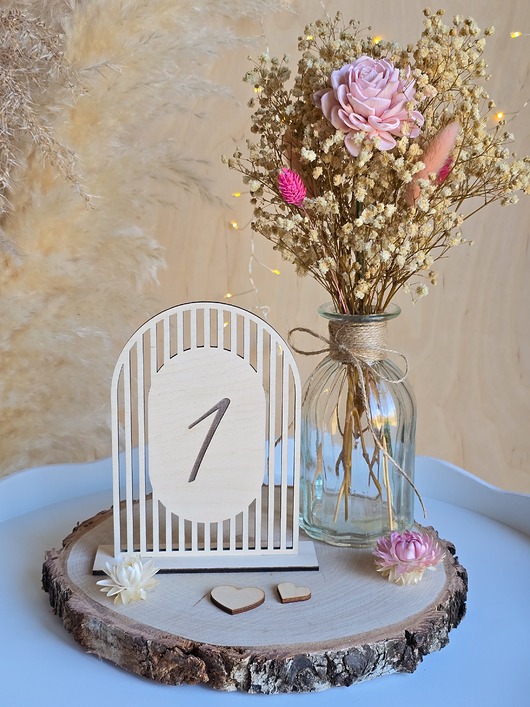 dodatki ślubne Drewniane numery na stół - ażurowe