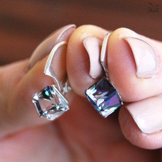 Kolczyki z kostkami kryształ Swarovski HELIOTROPE Ikati Jewellery