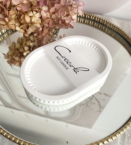 świeczniki i świece Podstawka/ taca dekoracyjna z gipsu 155x105mm