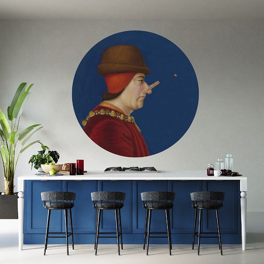 tapety i naklejki ścienne Mural DOTS Mężczyzna z żabką- okrągła dekoracja ścienna