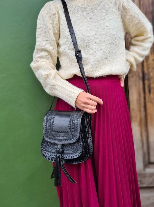 torby na ramię Torebka damska skórzana ręcznie robiona góralska Luisa