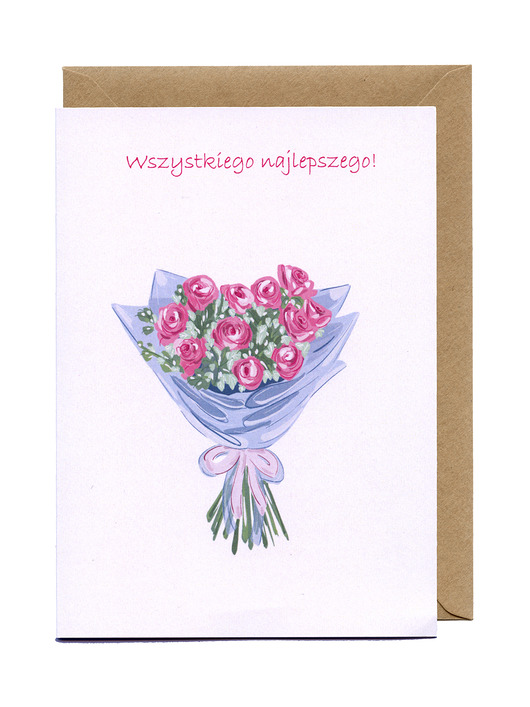 kartki okolicznościowe - wydruki Kartka urodzinowa Bukiet róż