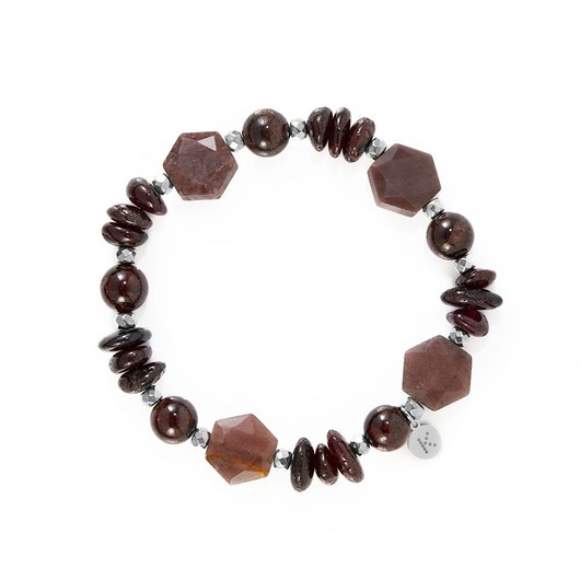 bransoletki z kamieni naturalnych Bransoletka w bordowo brązowej tonacji II - Wersja Srebrna