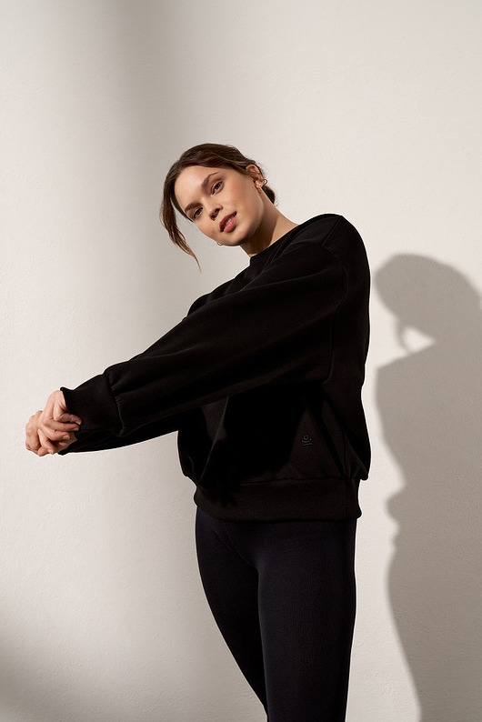 bluza bez kaptura damska Bluza do jogi JUST PERFECT Oversize Sweatshirt - black sky m/l