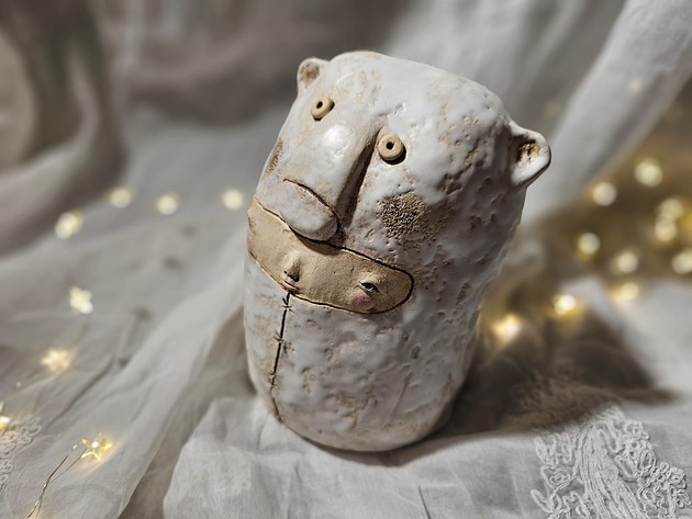 figurki i rzeźby Ozdobna rzeźba ceramiczna Miś Polarny