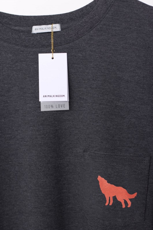 Bluza Cotton z koralowym wilkiem ANIMALKINGDOM