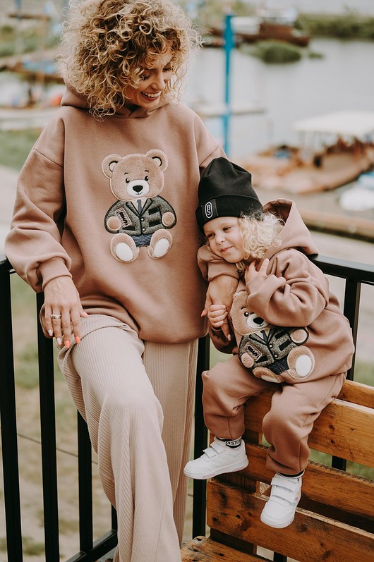 bluza z kapturem damska Bluza oversize Emily Teddy dla mamy i taty