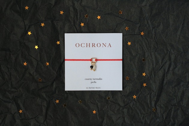 bransoletki na sznurku Bransoletka Ochronna z Czarnym Turmalinem i Perłą