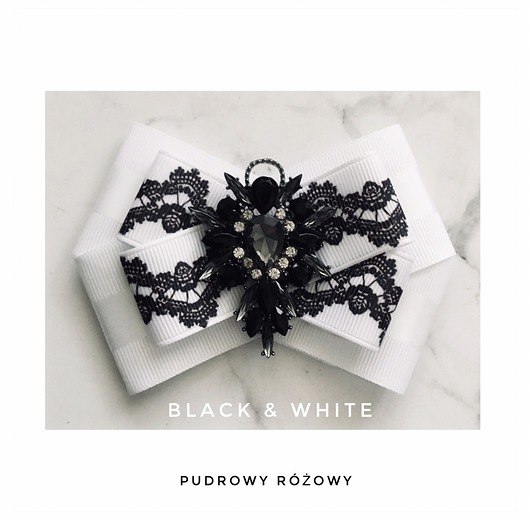 broszki Brosza Black & White Z koronkowym kryształem NEW