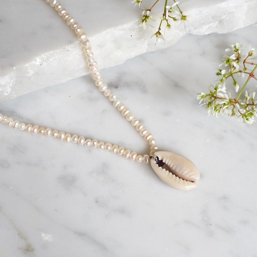 Choker perłowy z muszlą Kauri - Srebro MEIKA PEARLS