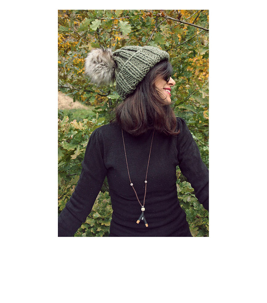 czapki damskie Zielona czapka beanie  z pomponem
