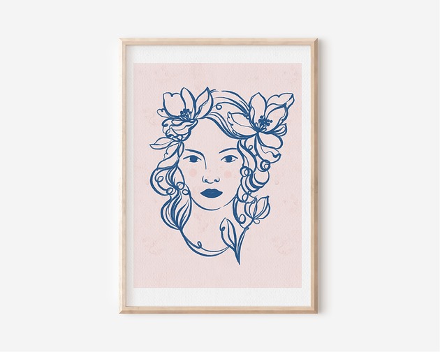 grafiki i ilustracje Plakat  botaniczny - DZIEWCZYNA Z MAGNOLIĄ
