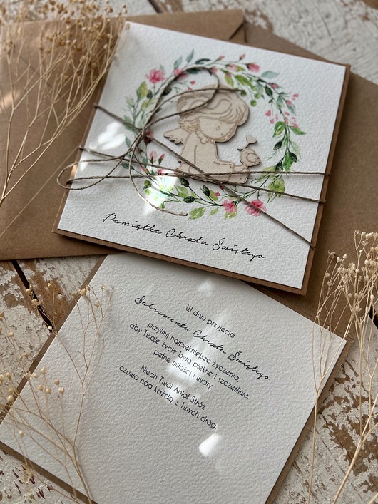 kartki scrapbooking Kartka na chrzest z kopertą