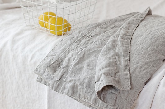 koce i narzuty lniana, jasnoszara narzuta na lato