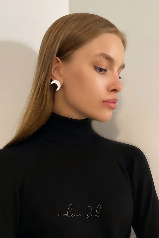 kolczyki - inne MINI MOON  kolczyki ze skóry białę Księżyce srebrny Księżyc