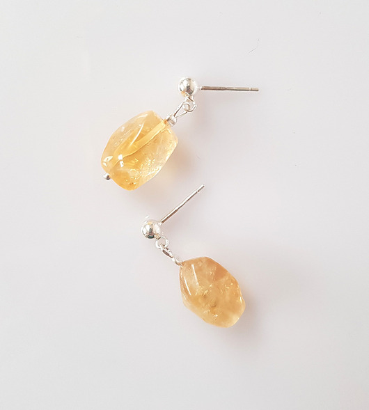 kolczyki z kamieniami Kolczyki  Sztyfty z Cytrynem