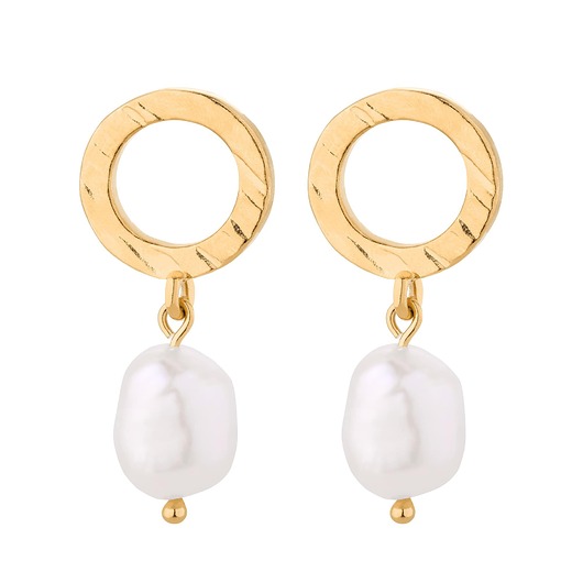 kolczyki pozłacane Złote kolczyki z naturalnymi perłami