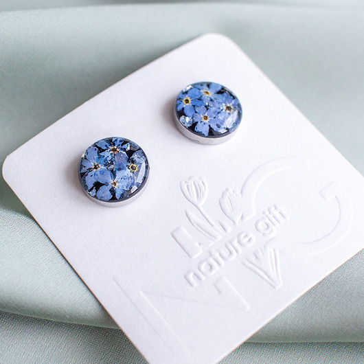 kolczyki z żywicy Kolczyki sztyfty z niezapominajkami