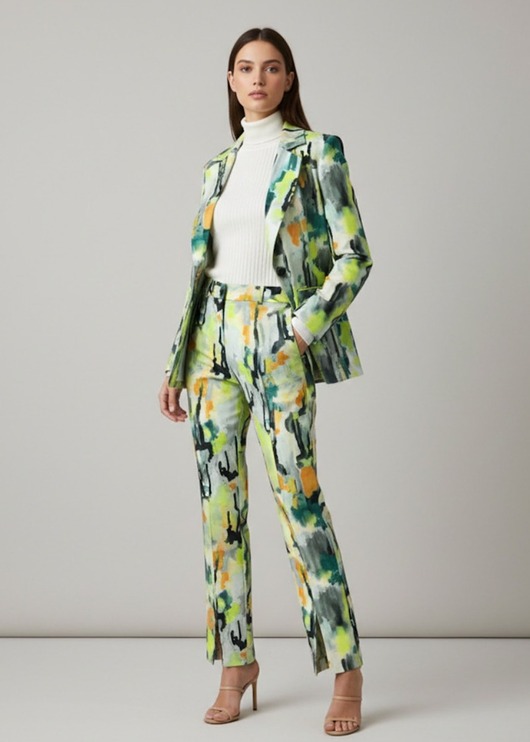 komplety damskie Limonkowo-pomarańczowy bawełniany garnitur damski