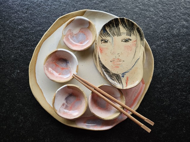 patery i talerze Ceramiczny zestaw do Sushi 4 osoby