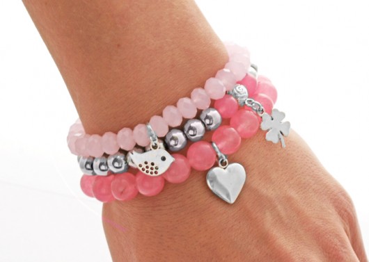 Hematite,pink jade & crystal set with pendants. Lavoga