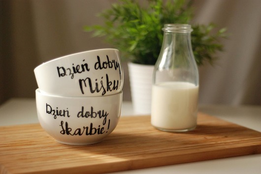 miski i misy Komplet misek DZIEŃ DOBRY! - ręcznie malowane