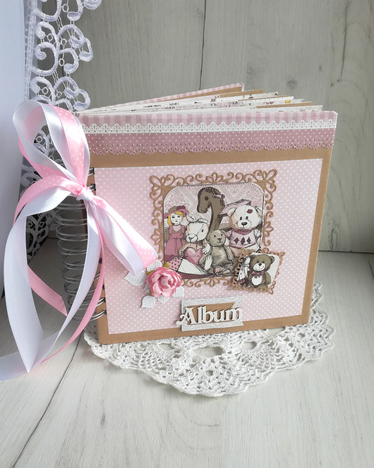 Album Vintage kraft prezent na chrzest  Lulaczkowo