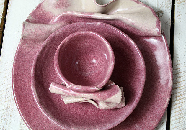 patery i talerze Maroon - Wave - zestaw