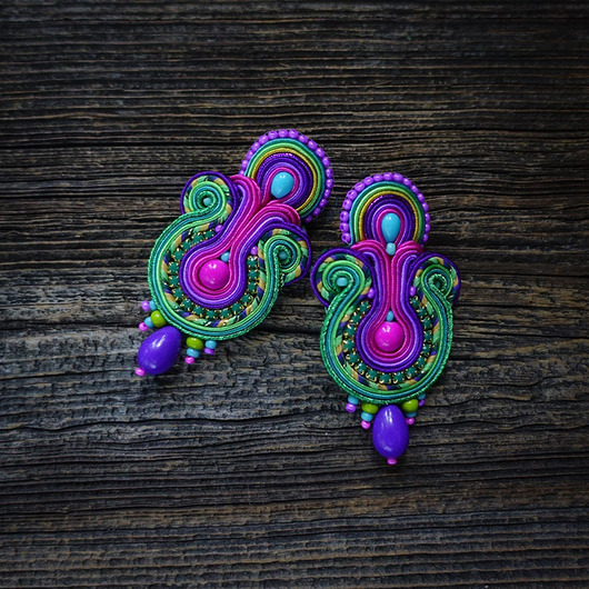 kolczyki soutache Sabira-  orientalne kolczyki soutache
