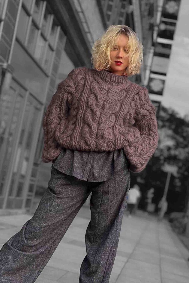 swetry damskie  100% Merino sweter WARKOCZOWY  na drutach