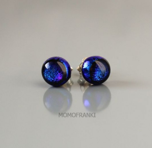kolczyki szklane dark blues
