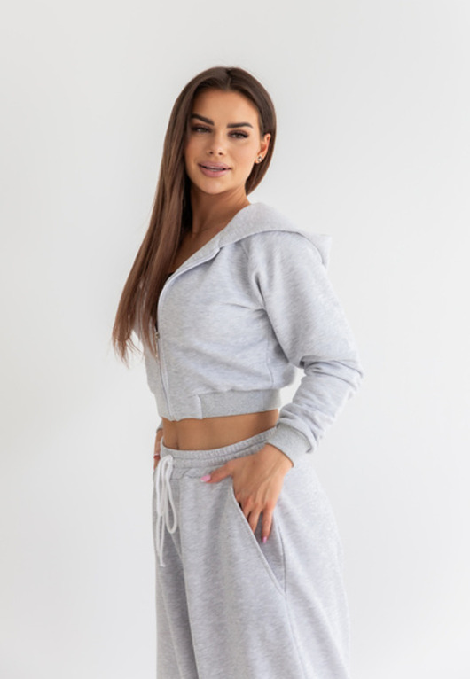 bluza z kapturem damska Crop hoodie grey