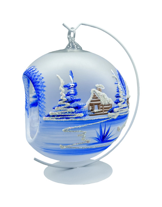 bombki Bombka Lampion ze stojakiem: biel i kobalt