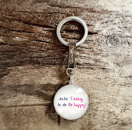 breloki Be happy - stalowy brelok + box