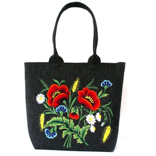 Meadows_Felt Bag with Art Embroidery _XXL na ludowo