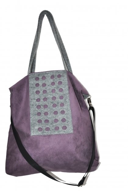 Torba hobo XXL - wrzos, szarość PRACOWNIA 166