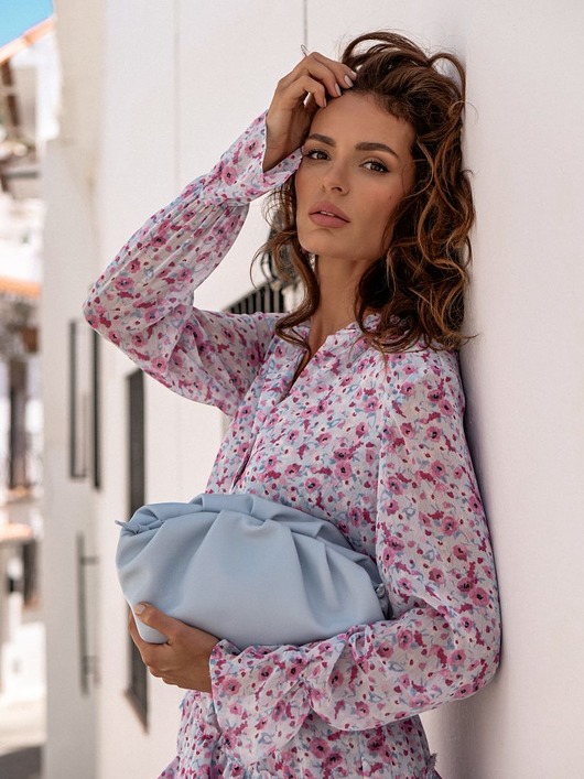 torby na ramię Torebka Skórzana BELLA S Baby Blue szewro