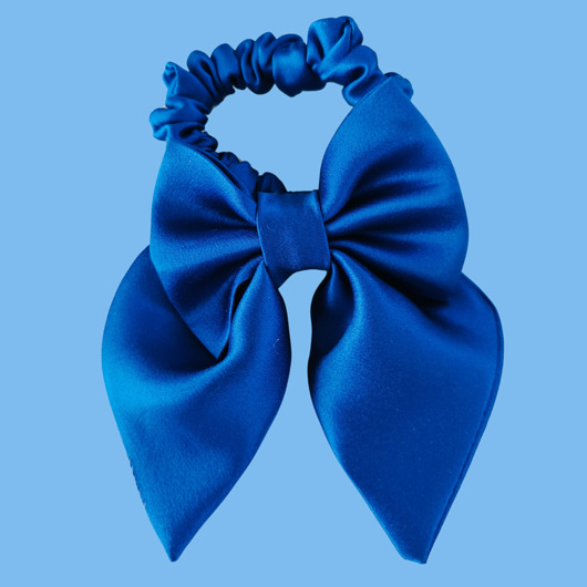 gumki do włosów Gumka jedwabna, scrunchie, frotka z kokardą królewski chaber